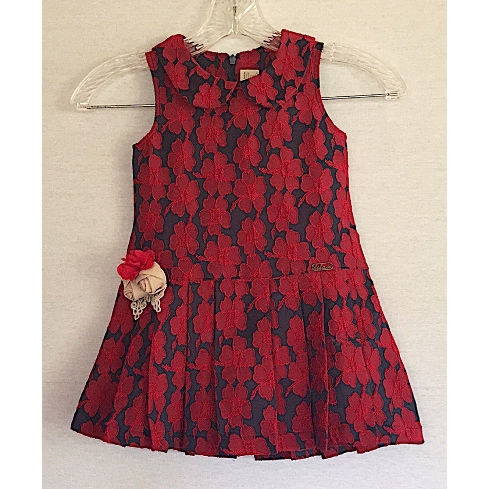 Lilax red blue floral sleeveless dress with pin